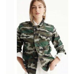 J. Crew Green Camouflage Shirt Jacket